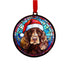 Cocker Spaniel Chocolate in Santa Hat Suncatcher Decoration